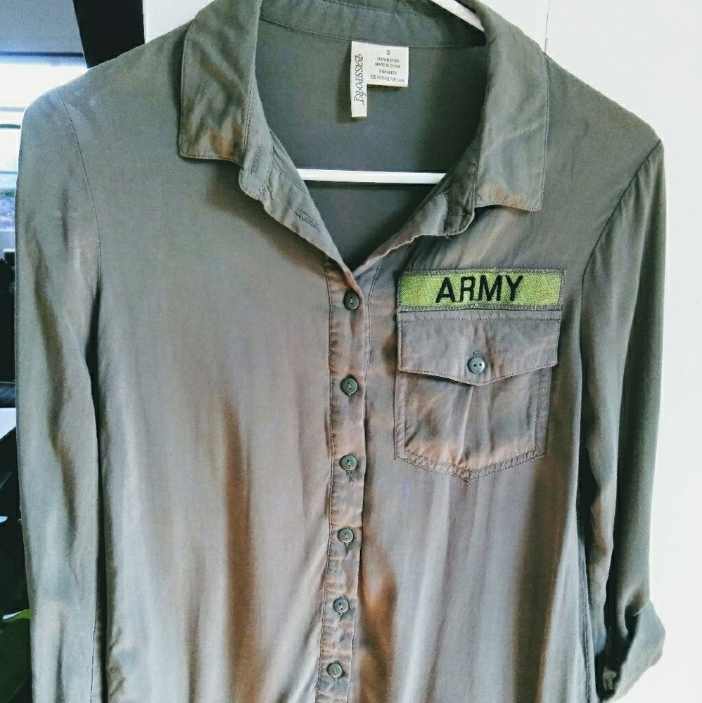 Army Button Up Top